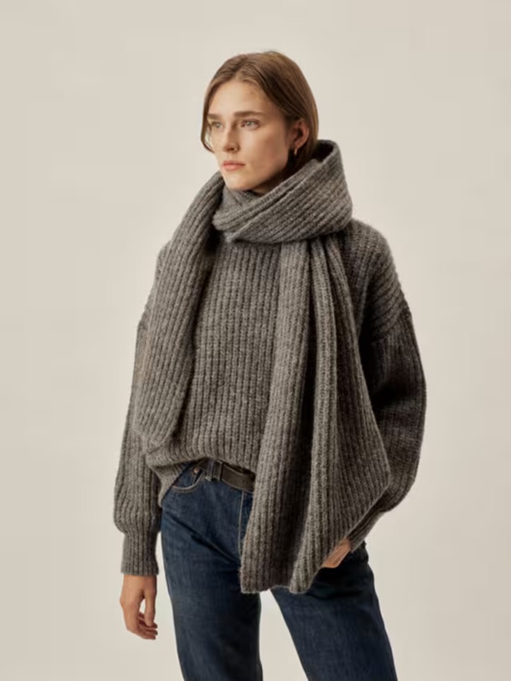 Buck Mason Highland Alpaca Rib Scarf in Graphite 🩶